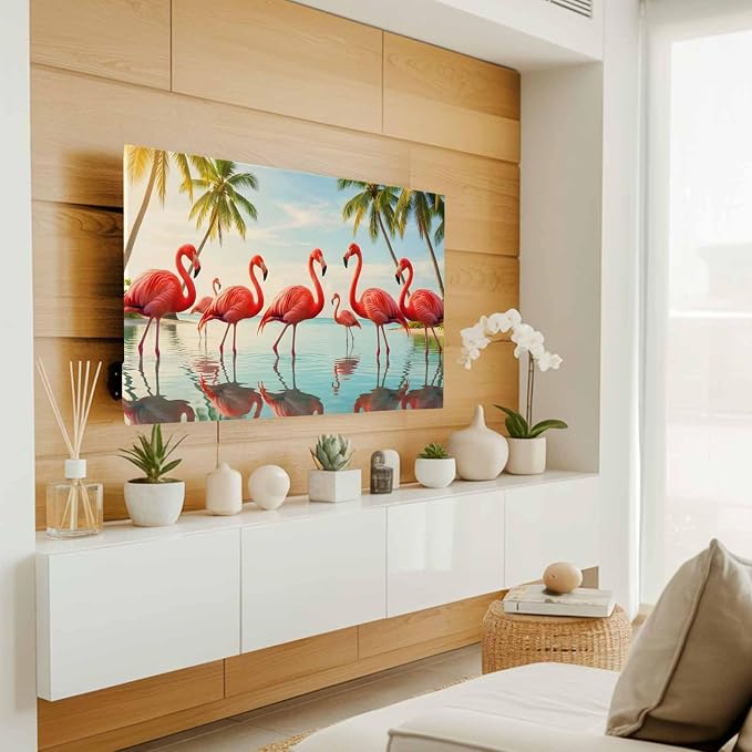 Summer Tropical Pink Flamingos Indoor TV Cover, Elastic TV Screen Protector - Image 3