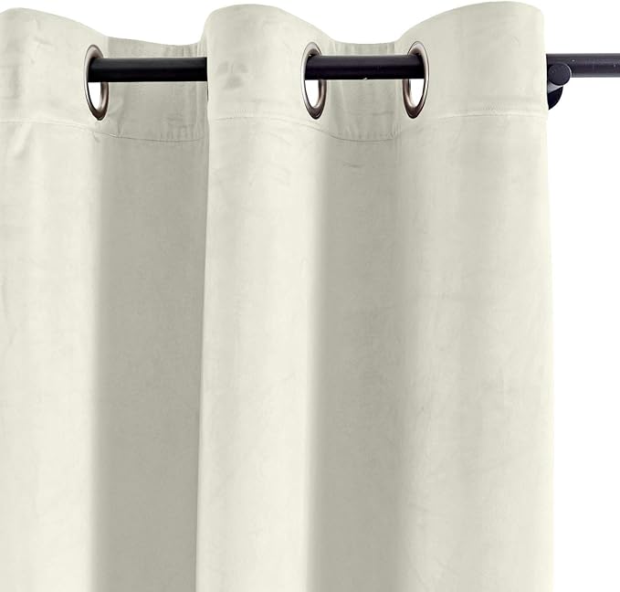 ChadMade Blackout Lined Premium Velvet Curtain Beige 100Wx108L Inch, Eyelet - Image 2