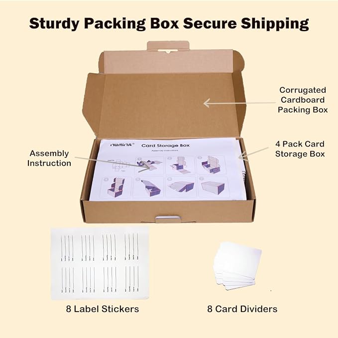 NUMINA 4 Pack 350 Small Card Storage Box, Heavy Duty Cardboard Game Card - Image 6