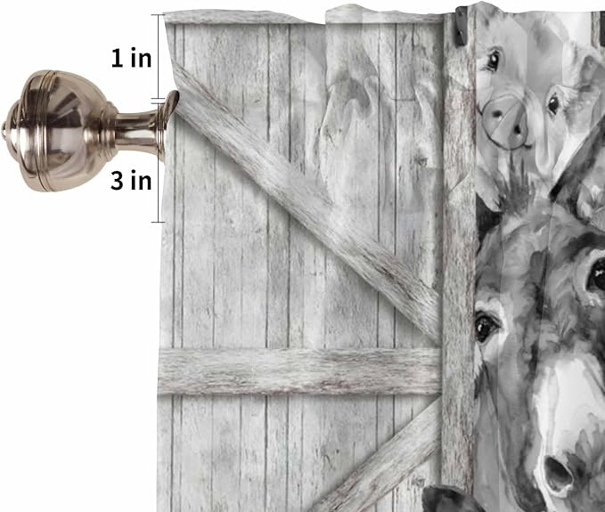 Grey Farmhouse Half Window Curtain 36 Inches Long, Vintage Sunflowers Animals - Image 6