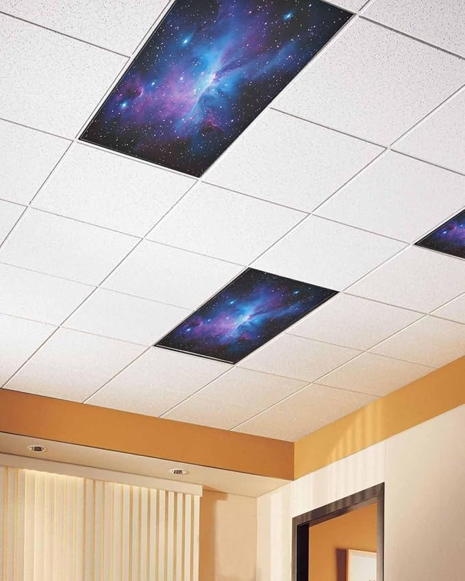 Yukro 2 Pack Starry Sky Fluorescent Light Covers Dark Blue and Purple Space - Image 2