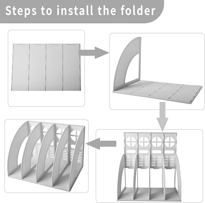 Marte Vanci Magazine File Holder Desktop Book Organizer Plastic Storage Sturdy - Image 4