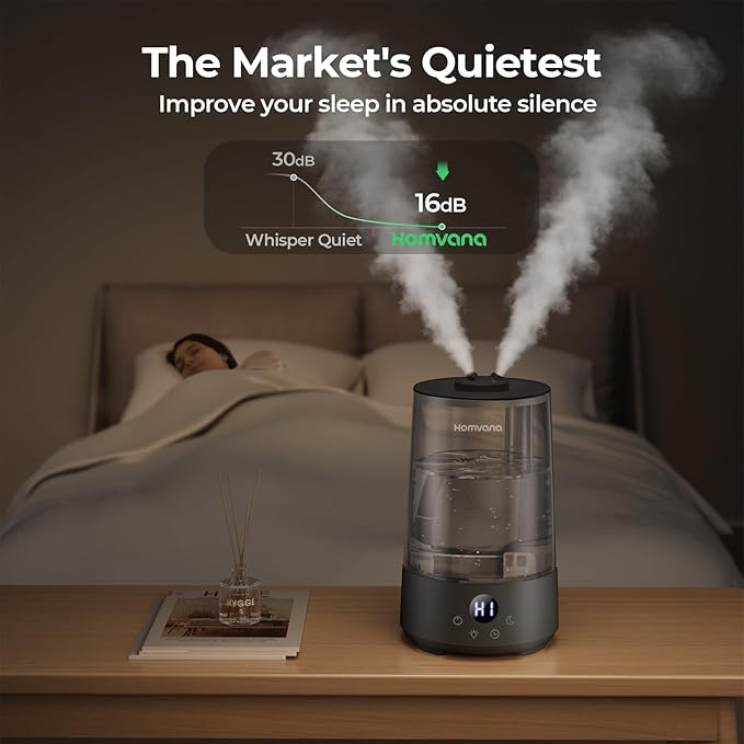 Homvana Humidifiers for Bedroom Home, 3.6L Cool Mist Top-Fill 34H Super Long - Image 2
