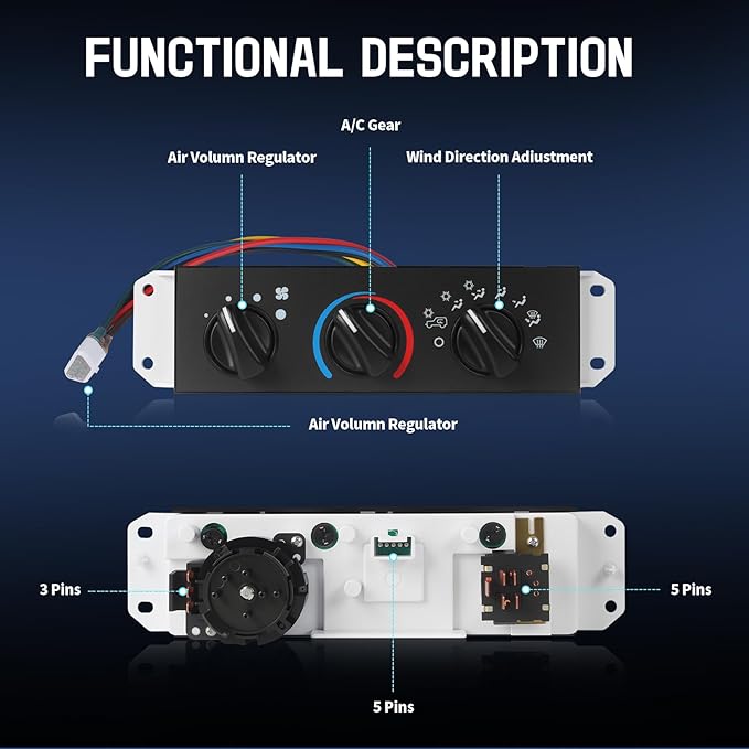 A/C Heater Control Panel with Blower Motor Switch Compatible with 1999-2004 - Image 5