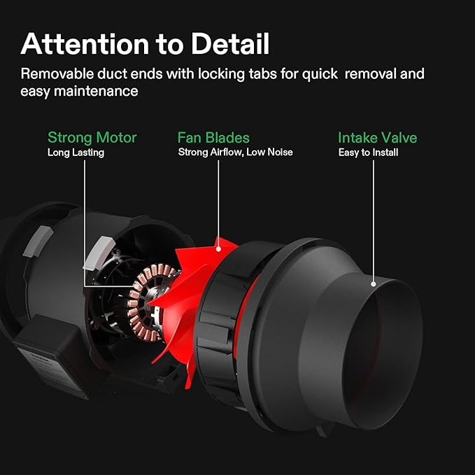 VIVOSUN Grow Tent Ventilation System, 4 Inch Inline Duct Fan - Image 3