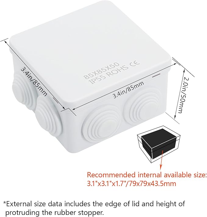 LeMotech ABS Plastic Dustproof Water Resistant IP55 Junction Box Universal - Image 2
