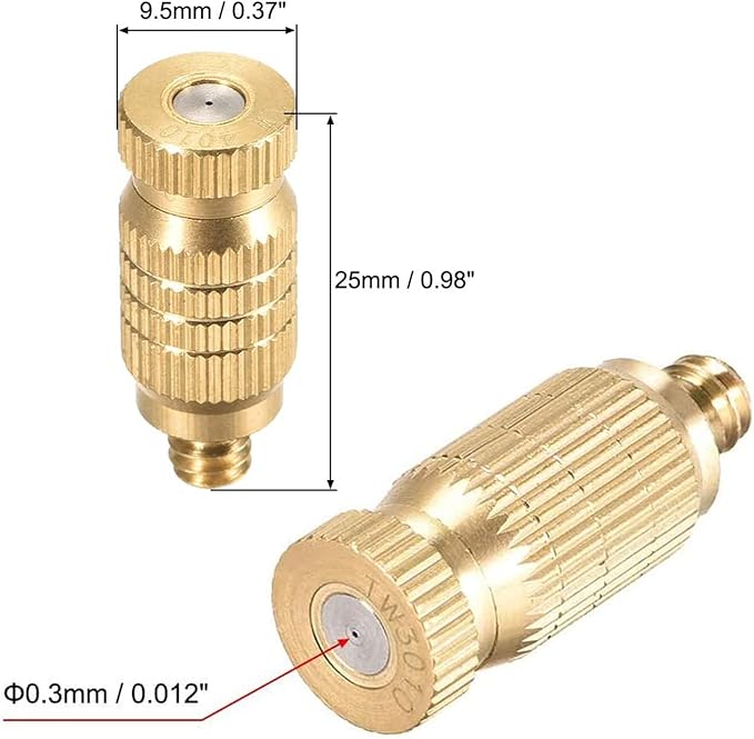 Brass Misting Nozzle, 10 Pack High Pressure Spray 10/24 UNC Outdoor Anti-drip - Image 3