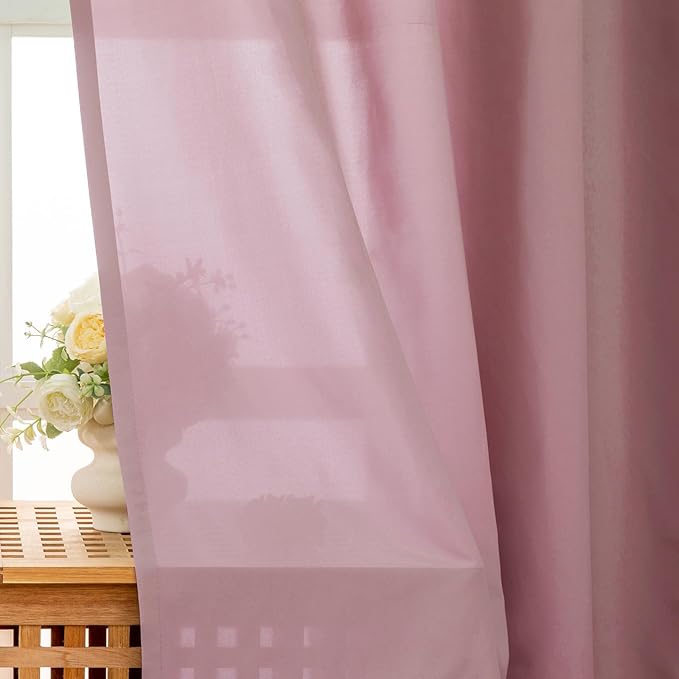 L.Z.E Light Filtering Curtains 72 Inch Length 2 Panels Set Lilac Pink Privacy - Image 3