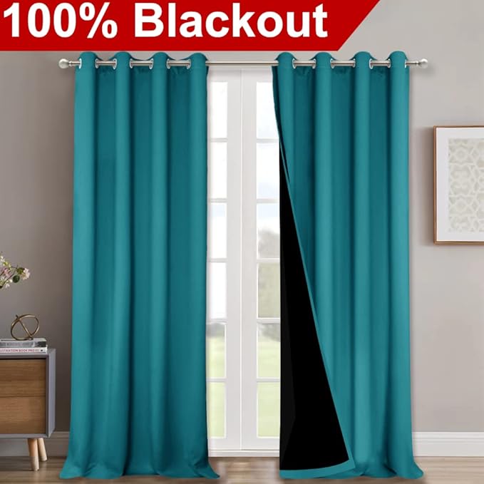NICETOWN 100% Blackout Blinds, Peacock Teal, Laundry Room Decor Window - Image 2