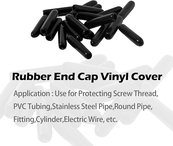 20 PCS Black Round Vinyl Rubber End Caps Kits, Flexible Screw Thread Protectors - Image 5