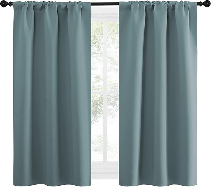 NICETOWN Greyish Blue Blackout Curtains Panels - Image 2