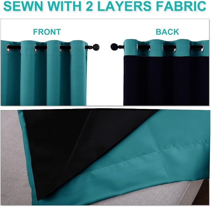 NICETOWN Peacock Teal Full Shading Closet Curtains, Privacy Room Divider - Image 5