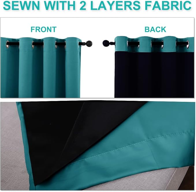 NICETOWN 100% Blackout Curtains 54 inches Long, Double-Deck Completely Blackout - Image 5