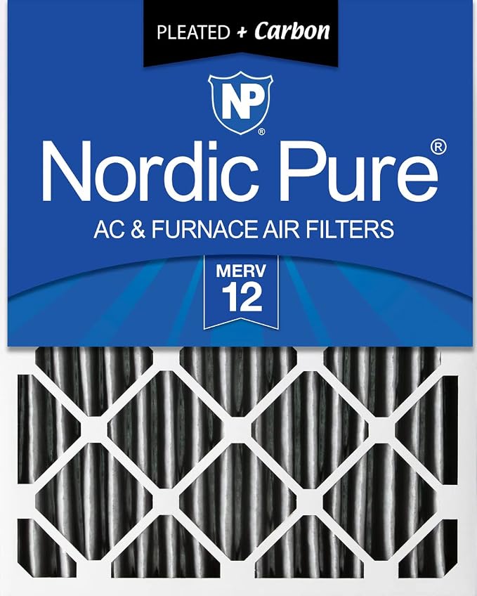 Nordic Pure 20x24x4 Pleated Air Filter MERV 12 Pleated + Carbon 1 Pack by NordicPure
