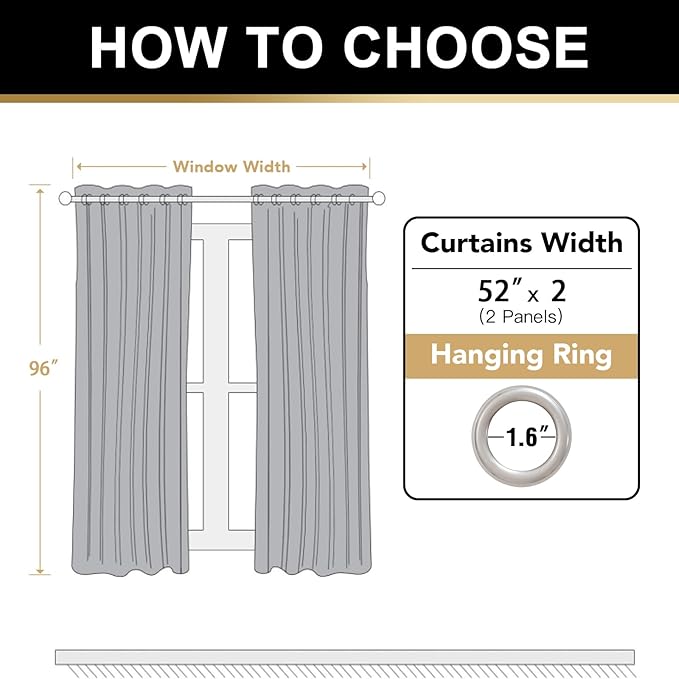 PrinceDeco Nature Linen Blackout Curtains 96 Inch Long Thermal Insulated - Image 4