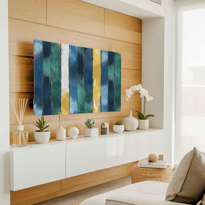Abstract Color Splicing Ombre Art Indoor TV Cover, Elastic TV Screen Protector - Image 2