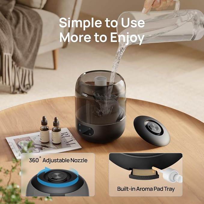DREO Humidifiers for Bedroom, 3L Top Fill 30H & 26dB Quiet Runtime for Large - Image 7
