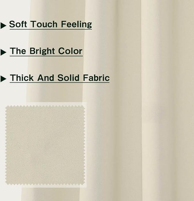 MYSKY HOME Beige Curtains for Kids Room 45 Inch Blackout Curtains for Boys - Image 3