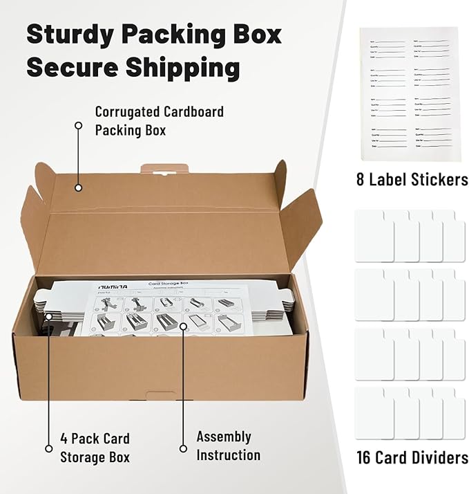 NUMINA 4 Pack 2-Row Cardboard Card Storage Box - Image 6