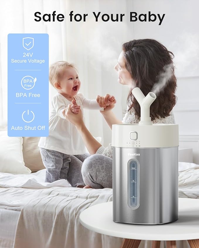 Feekaa Stainless Steel Humidifier Dishwasher Safe, 4L/1Gal Cool Mist Humidifiers - Image 6