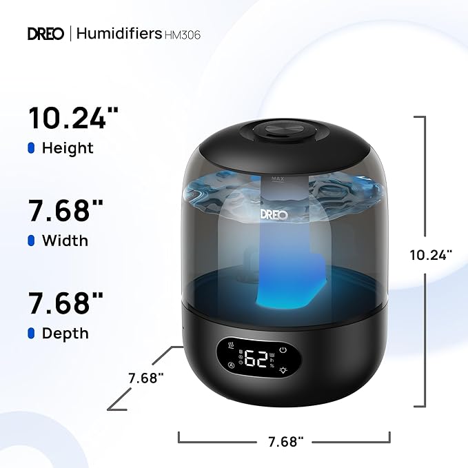 DREO Humidifiers for Bedroom, 3L Top Fill 30H & 26dB Quiet Runtime for Large - Image 8