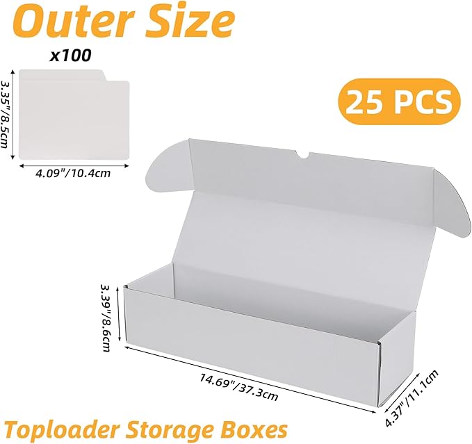 Bulk 400 Capacity Card Toploaders Storage Box, in Total 25 Pack All White - Image 3