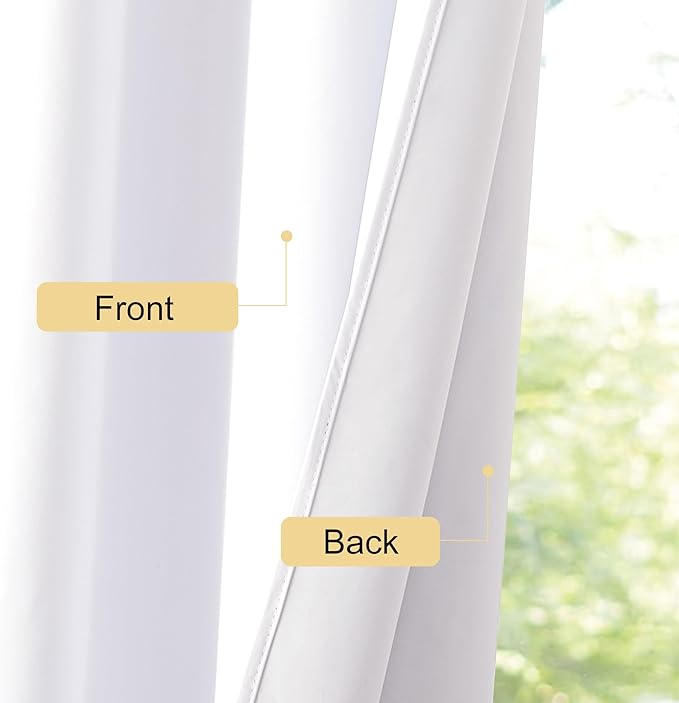NICETOWN Bedroom 100% Blackout Curtains, 2 Panels, 34 by 40, Snow White - Image 6
