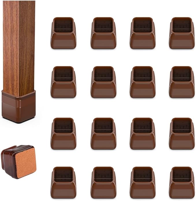 16pcs Square Chair Leg Floor Protectors, Felt Pads Chair Leg Protectors by BAIPOK