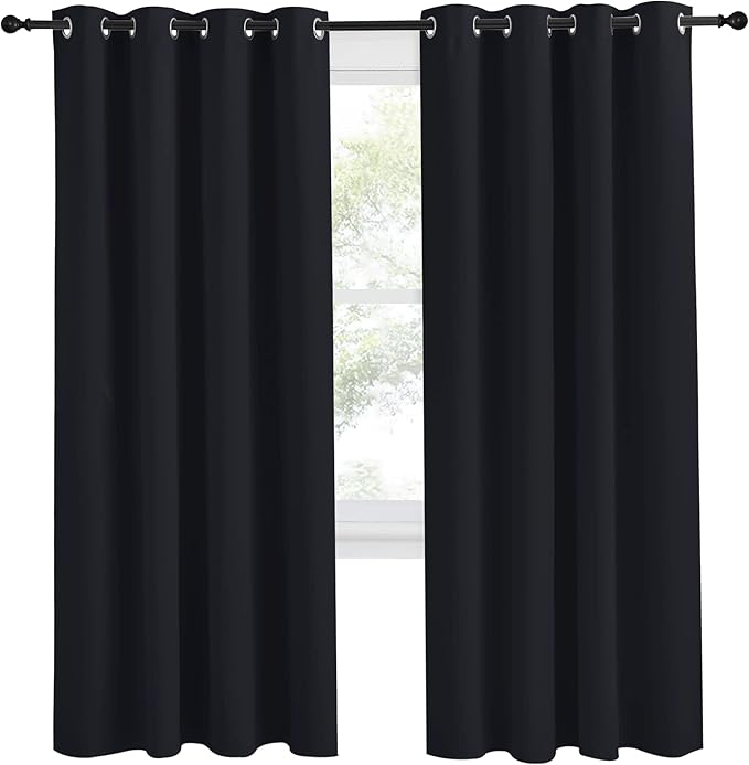 NICETOWN Black Blackout Curtain 78 inch Length, W55 x L78 Inch, 8 Grommets Top - Image 2