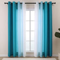 L.Z.E Teal and White Ombre Privacy Curtains 72 Inch Length 2 Panels Set Teal by LZE