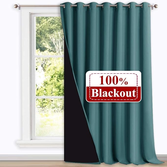 NICETOWN Sound Reducing Room Divider Curtains, 100% Black-Out Patio Curtain - Image 2