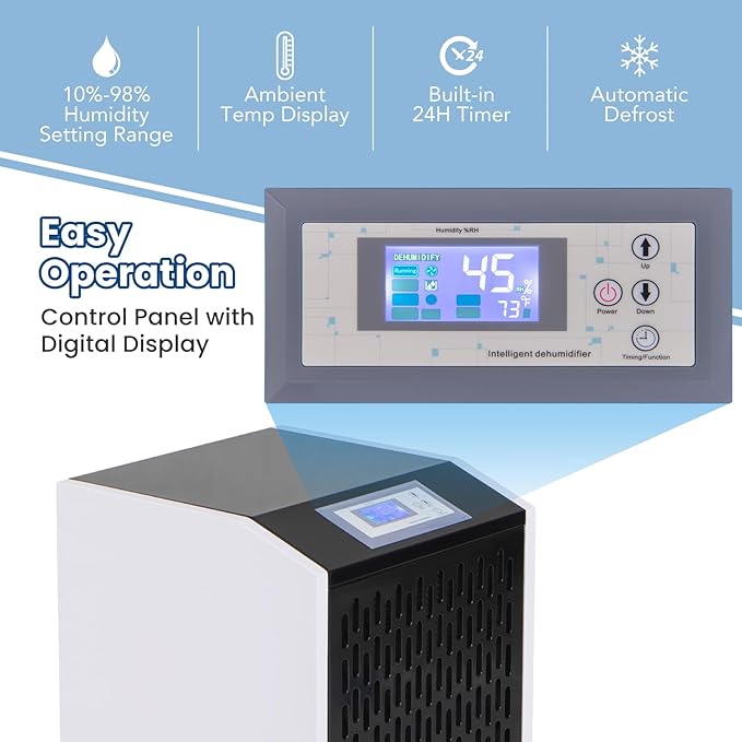 COSTWAY 250 Pints Commercial Dehumidifier - Image 3