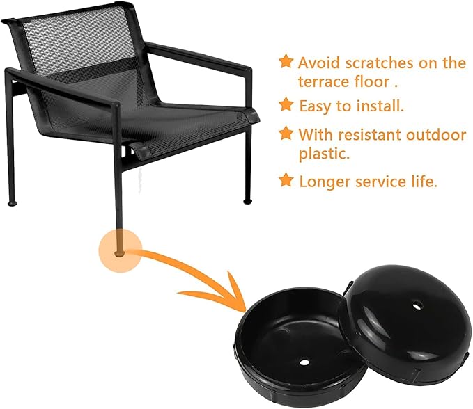 1-1/2 inch Wrought Iron Patio Furniture Feet Caps, 24 Packs Round Plastic - Image 5