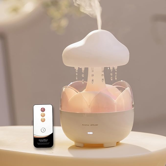 Raindrop Portable Humidifier, Cloud Essential Oil Diffuser, 230ml Capacity by DEALFUN