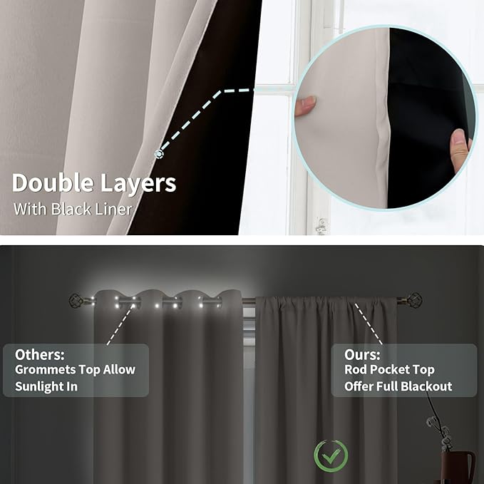BGment Blackout Curtains for Bedroom 72 Inch Long, Thermal Insulated Full Room - Image 7
