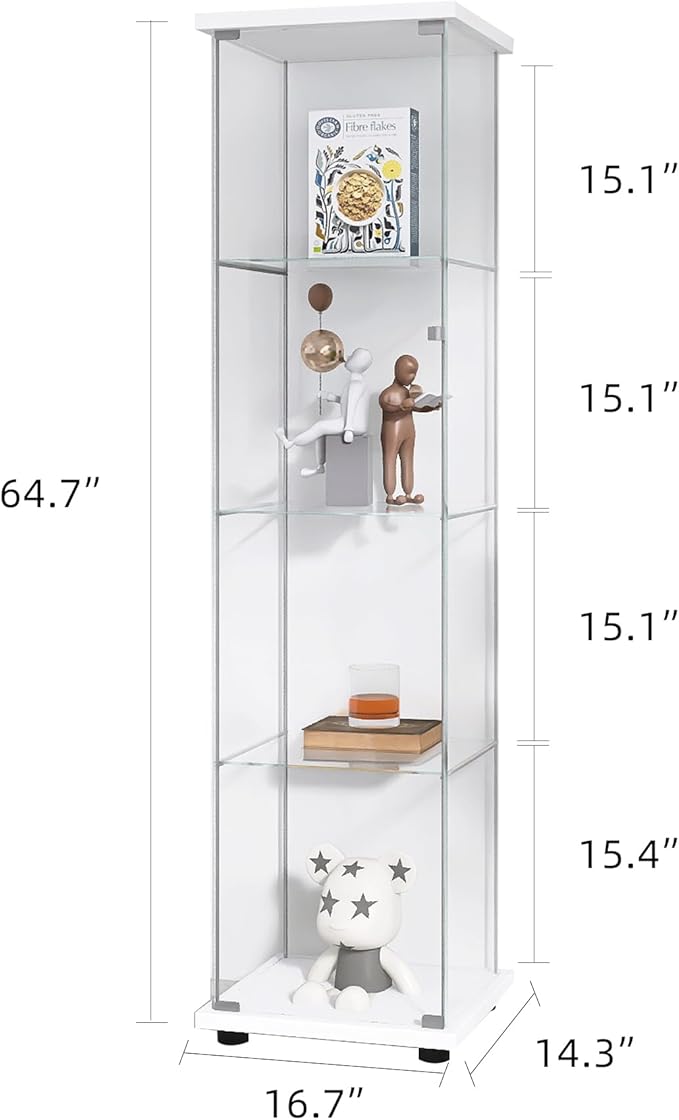 Yoluckea 4 Shelves Glass Display Cabinet - Image 2