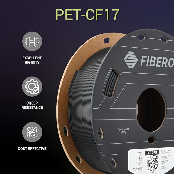Polymaker Fiberon PET-CF17 3D Printing Filament Black 1.75mm 0.5kg, Excellent - Image 6