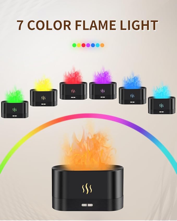 Flame Effect Essential Oil Diffuser, 180ml Ultrasonic Aromatherapy Humidifier - Image 2