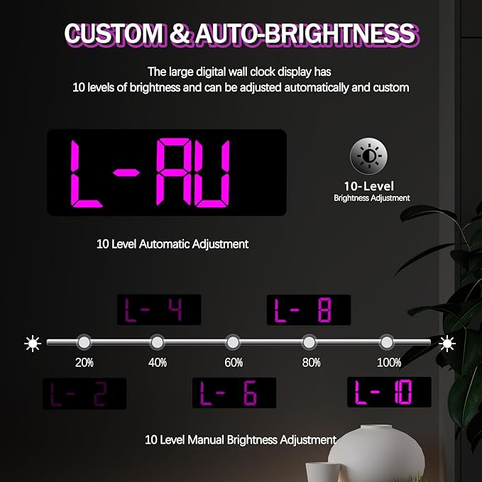JoFomp 17.3" Large Digital Wall Clock, LED Digital Clock Large Display - Image 5