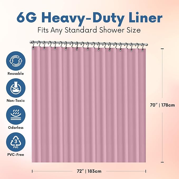 Premium Shower Curtain Liner, 6G PEVA Shower Curtain - Image 2