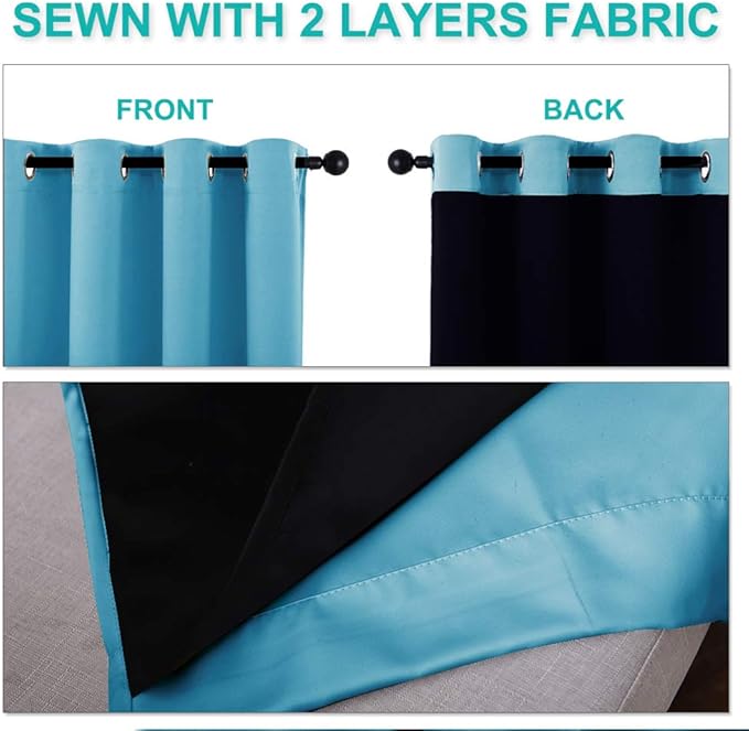 NICETOWN 100% Blackout Blinds, Teal Blue, Laundry Room Decor Window Treatment - Image 5