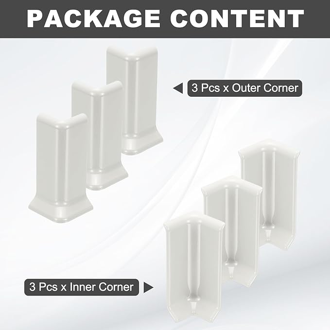 uxcell Self Adhesive Baseboard Corner Blocks, 3.23 Inch Wall Edge Corner - Image 3