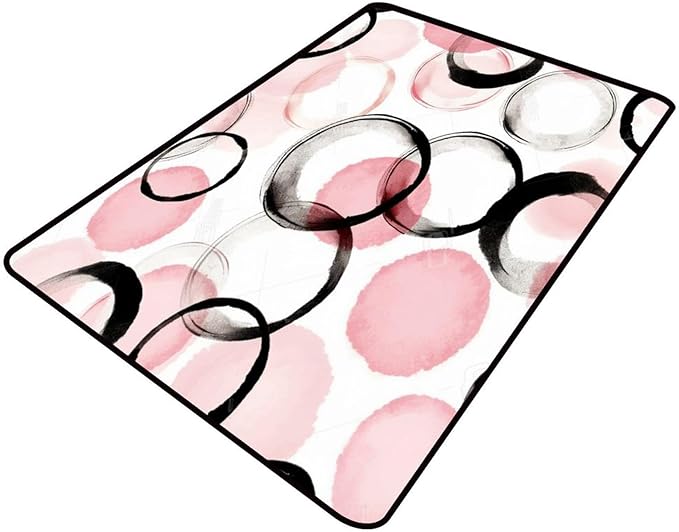Watercolor Pink Circle Printed Patterns Floor Covering by Snarena