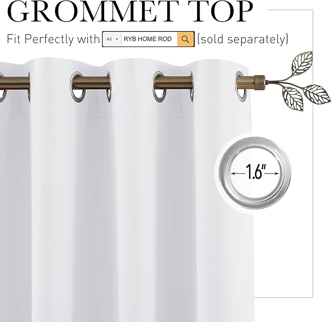 RYB HOME Extra Long Curtains Light Block Soundproof Privacy Blinds - Image 2