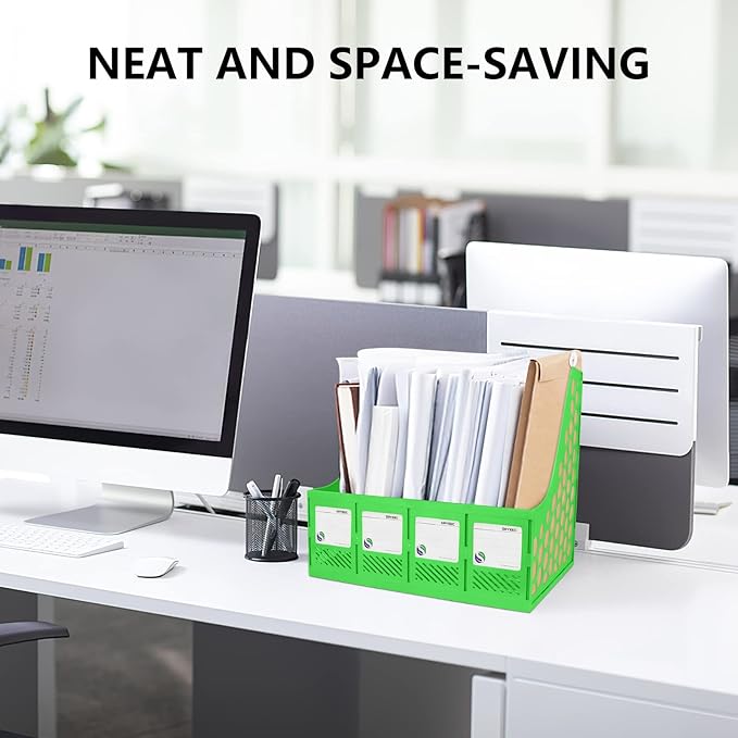 SAYEEC Magazine File Holder, Plastic Desk Organizer File Folder Holder - Image 7