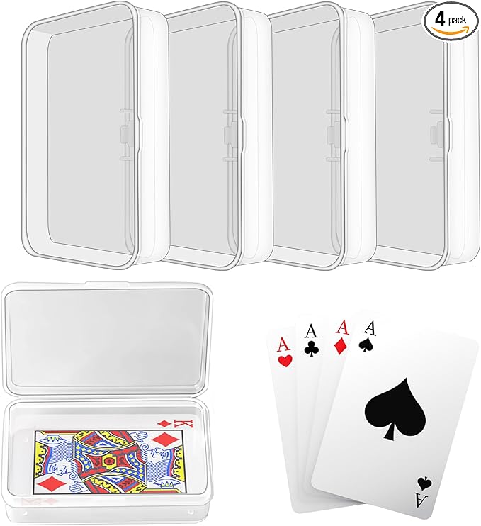 Blank Card Case, 4 Pack Clear Plastic Card Deck Box, Snaps Closed by Lenpestia