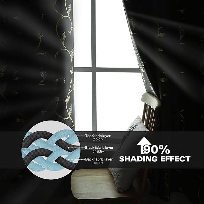 BUHUA Gray Room Darkening Curtains, Insulated Thermal Blackout Curtains - Image 7