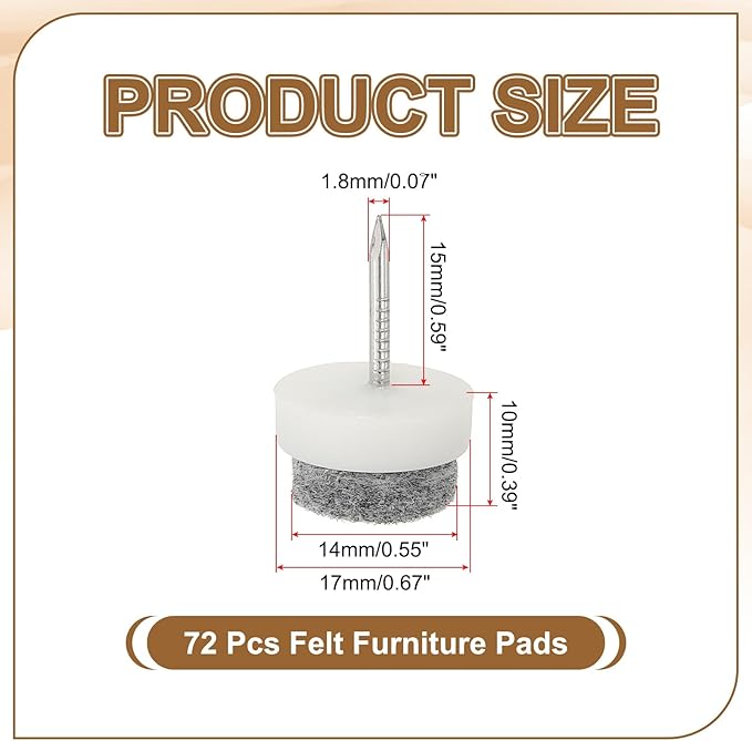 PATIKIL 17 mm Nail-on Felt Pads - Image 2