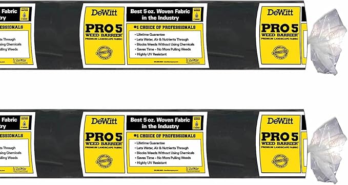 Dewitt 2-Pack Pro-5 Weed Barrier Fabric 5 oz, 5 x 250 Feet – Heavy-Duty Woven by Unknown