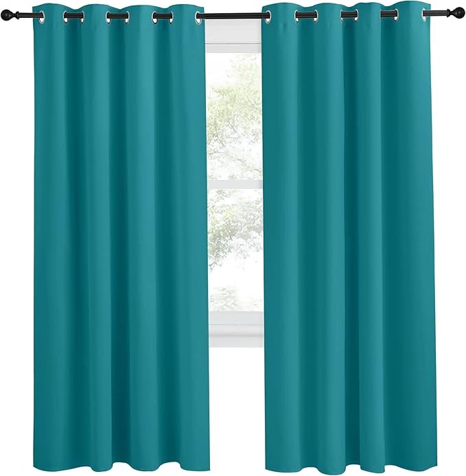 NICETOWN Peacock Teal Blackout Curtains 78inch Length, 1 Panel, W55 x L78 - Image 2